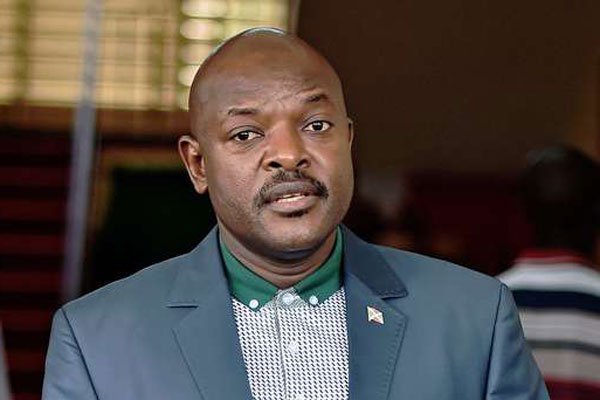 Burundian President Pierre Nkurunziza speaking to the press in his office in Bujumbura on May 17, 2015. A human rights agency has been banned.