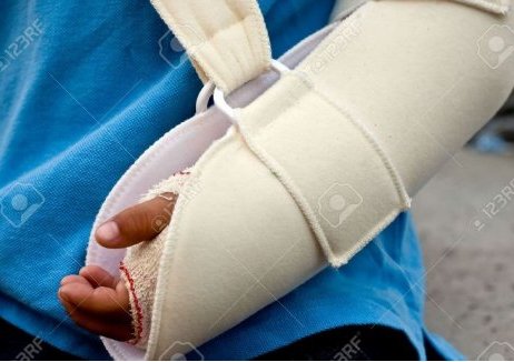The child's arm was nearly chopped off