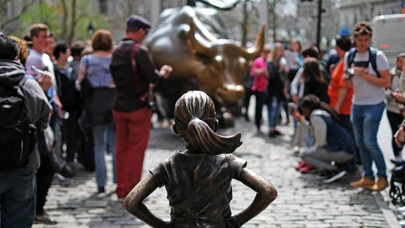 Initially installed to mark International Women's Day on March 8, the girl statue was meant to be removed on April 2
