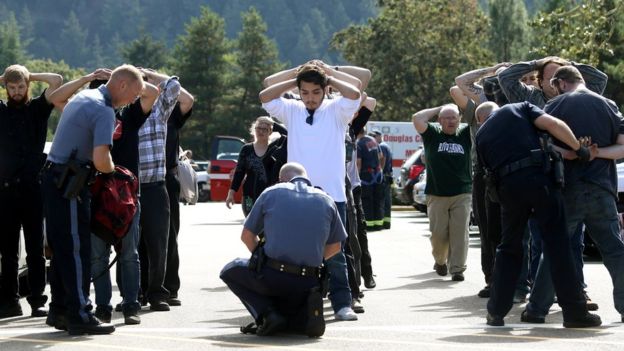 Police searched students and their bags after the shooting