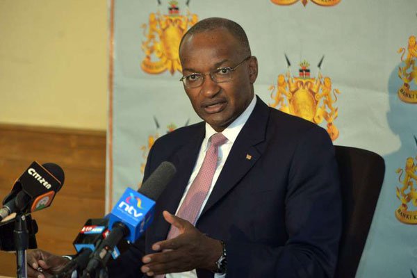 Central Bank of Kenya Governor Patrick Njoroge addresses a media briefing about the Monetary Policy Committee at CBK building in Nairobi on May 30, 2017. The CBK has put in place guidelines to prevent financial fraud.