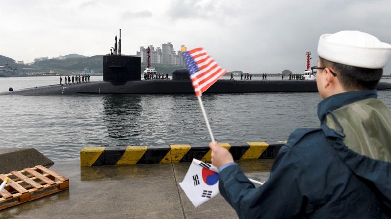 The guided-missile submarine USS Michigan arrived in Busan, South Korea 
