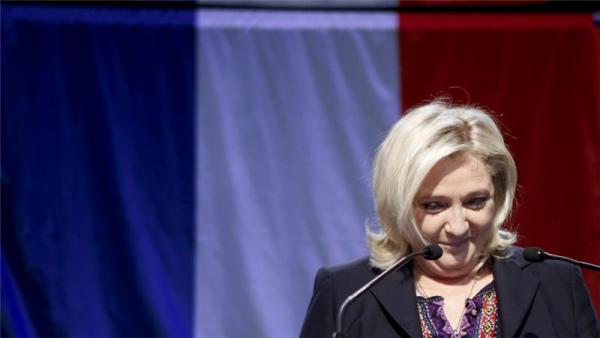 Le Pen gave a defiant speech to supporters after polls closed, despite the predicted defeat