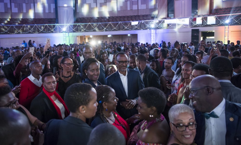 Celebrating the start of the year 2018 with citizens at Kigali Convention Centre