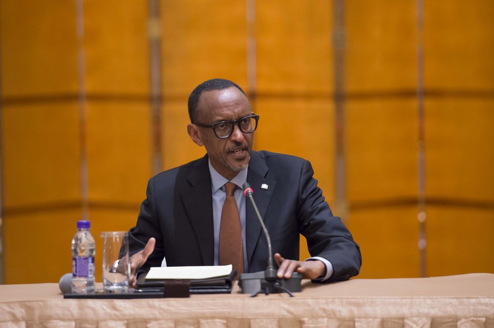 President Paul Kagame addressing African ambassadors in China yesterday.