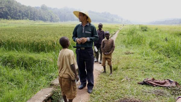 Chinese staff at an agricultural demonstration center in Rwanda.