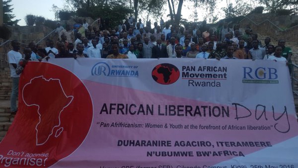 Panafricanists in Rwanda after the celebration of Africa Liberation Day at the University of Rwanda headquarters last year.