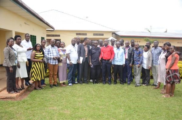 Nyamasheke district officials in charge of gender-based violence with CLADHO staff after holding a meeting aimed at deterring early pregnancies.  