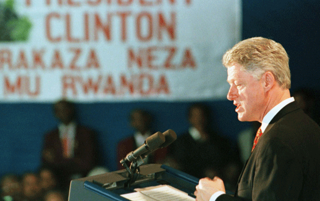 Clinton visited Rwanda in 1998, four years after the Genocide against the Tutsi. 
