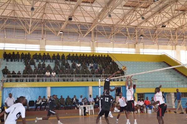 MOD volleyball team( in black) vs Ministry of Health