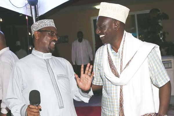 Deputy President William Ruto with Fafi MP Barre Shill when he joined local leaders for a dinner hosted by Majority Leader Adan Duale on Friday, December 5, 2015