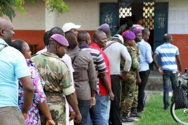 Military personnel vote at a polling station in Brazzaville, Congo, October 25, 2015. Congo Republic 