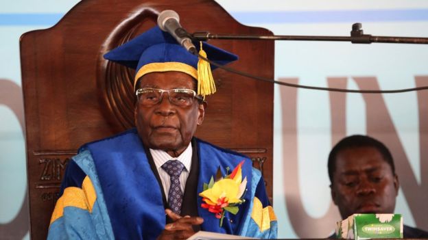 Zimbabwe's President Robert Mugabe making his first public appearance since the country's army took over on Wednesday