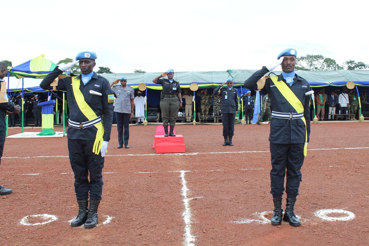 The medal pinning ceremony for 180 officers of Rwanda Formed Police Unit Three  deployed in Bangassou, was presided over by the UN Police Sector Commander East, Abigail Unaeze.