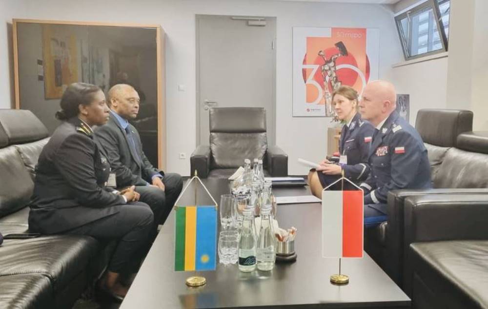DIGP Ujeneza flanked by Amb. Shyaka also held a bilateral meeting with the Commander-in-Chief of the Polish Police, General Jaroslaw Szymczyk.