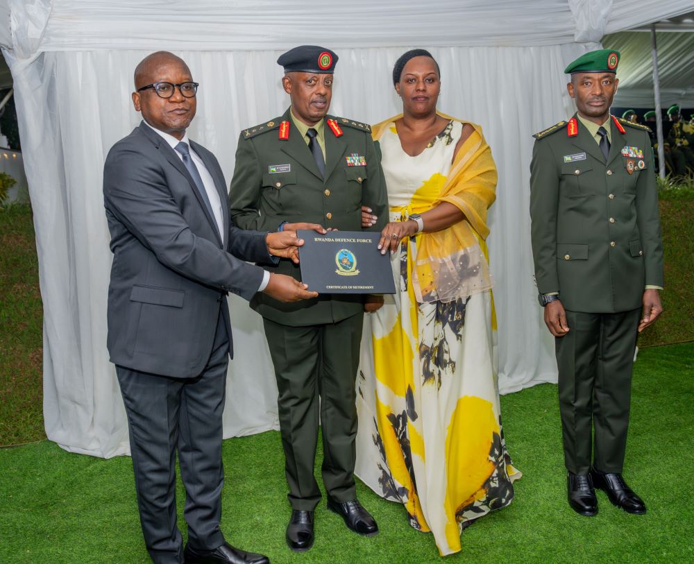 The retirees were awarded certificates in recognition of their dedicated service to the Rwanda Defence Force.