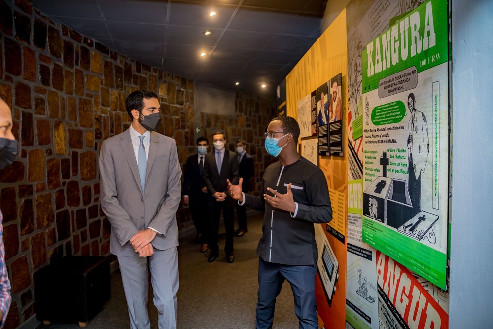 Sheikh Shakhboot thanked Rwanda for leaving the dark past behind to strive for peace and security highlighting that UAE will stand with Rwanda to fight against ethnic divisionism. 