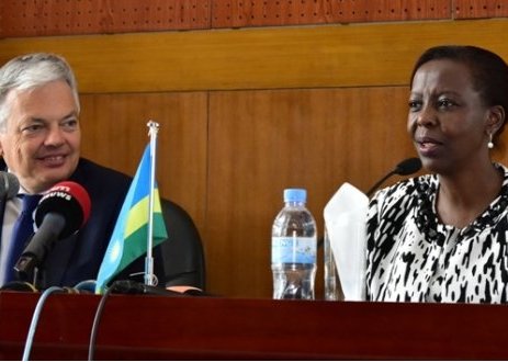 Belgian,Rwanda Foreign Affairs Ministers Reynders and Mushikiwabo in a press conference yesterday