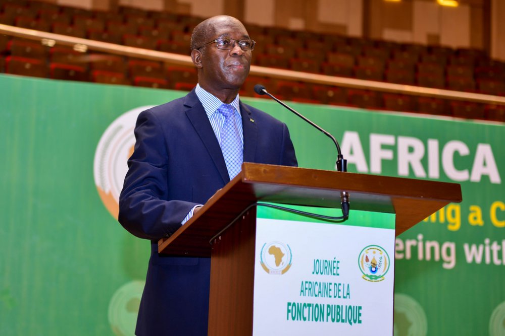 The Prime Minister Anastase Murekezi addressing delegates attending the Africa Public Service Day Conference (APSD) yesterday.