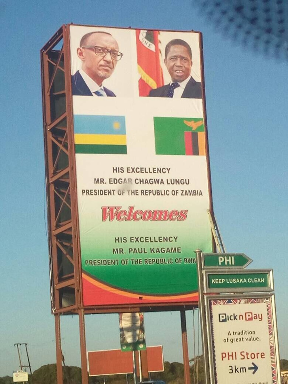 Zambia has erected Kagame’s images on billboards by roadsides with welcoming messages.