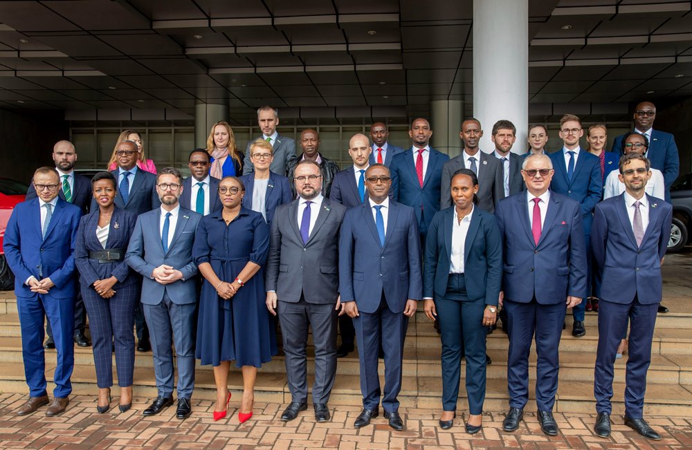 Delegates from Poland in a group photo with Rwandan officials on their first day of visit to Rwanda.  