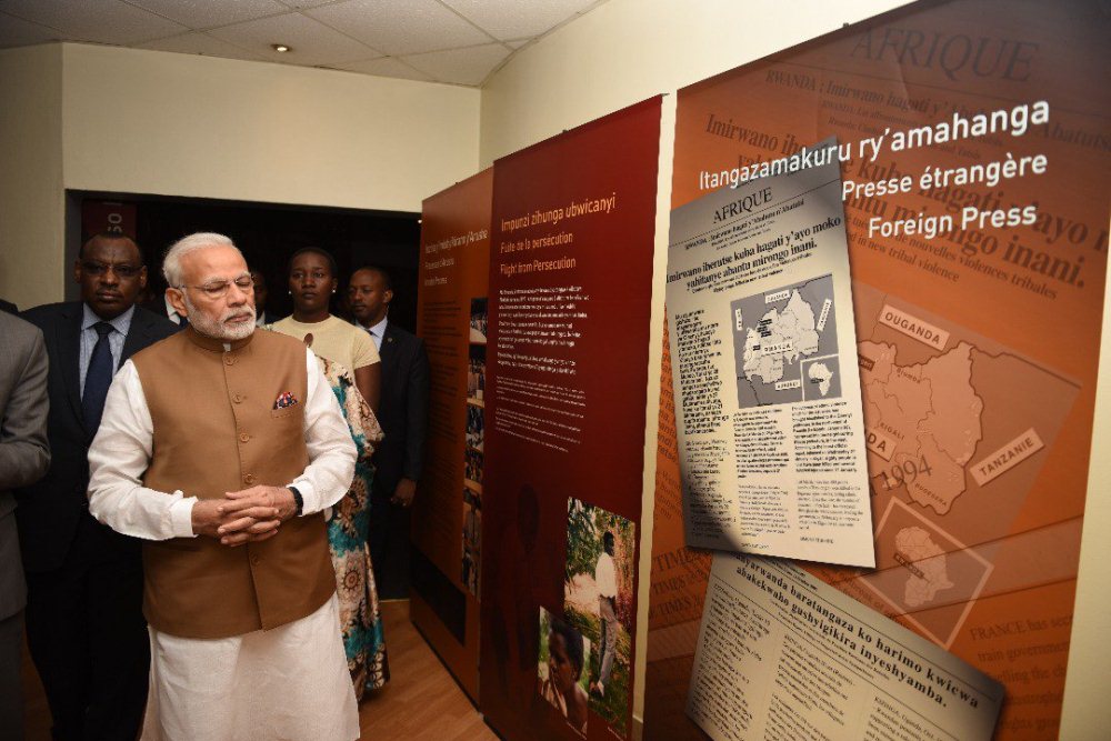 Prime Minister, Narendra toured different parts of Kigali Genocide Memorial Centre