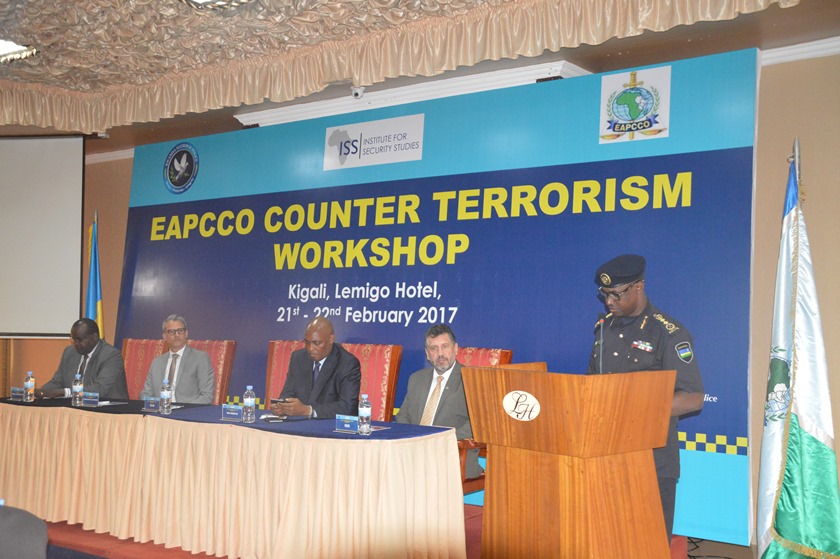 Deputy Inspector General of Police (DIGP) in charge of Operations, Dan Munyuza speaks during the meeting.