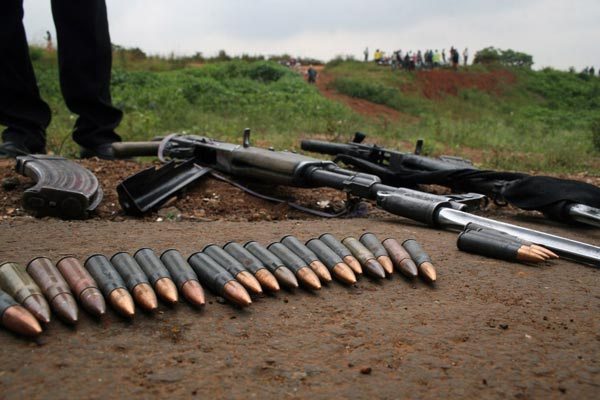 Guns and ammunition recovered by the police during a past operation.