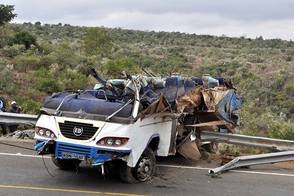 The bus wreckage at Ntulele on the Narok-Mai Mahiu road on August 29, 2013.