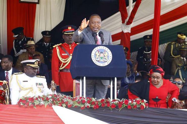 President Uhuru Kenyatta during Madaraka Day celebrations in Nakuru on June 1, 2016.