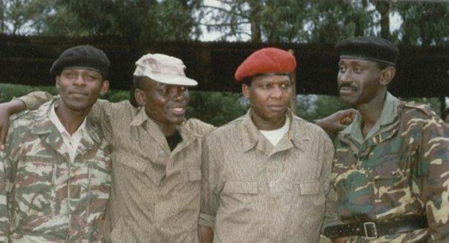 Rtd Col Ludovic Dodo Twahirwa wearing a red beret was among soldiers highly skilled in battle models. 
