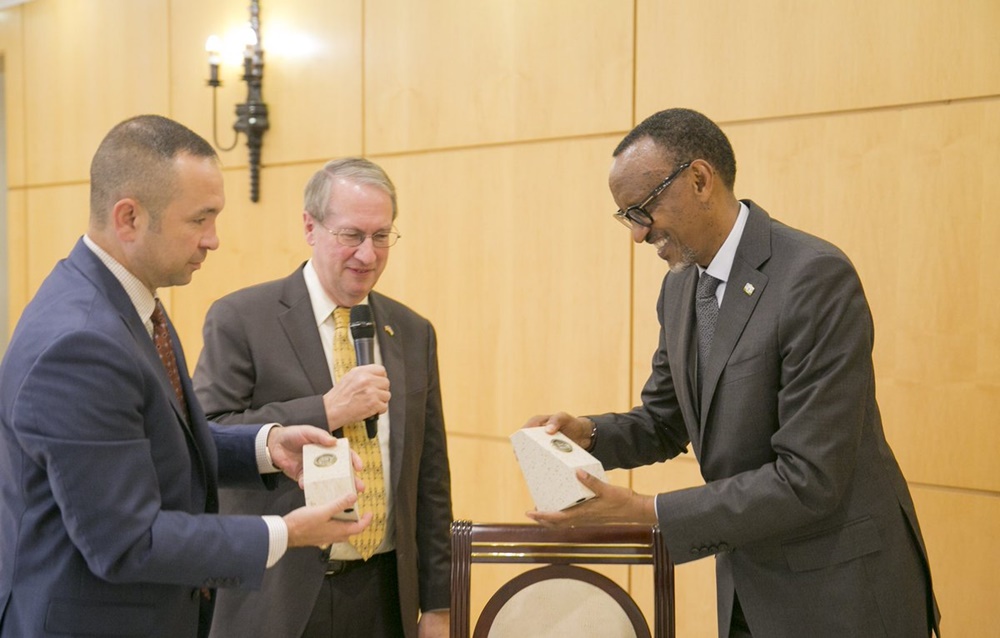 The delegation brought gifts for the Head of State, Paul Kagame