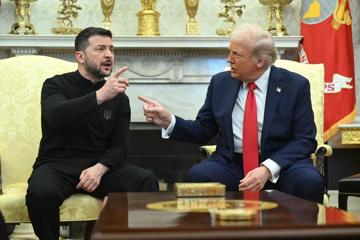 A past photo of President Trump and Ukrainian President Volodymyr Zelenskyy meeting in the Oval Office at the White House in Washington, D.C.