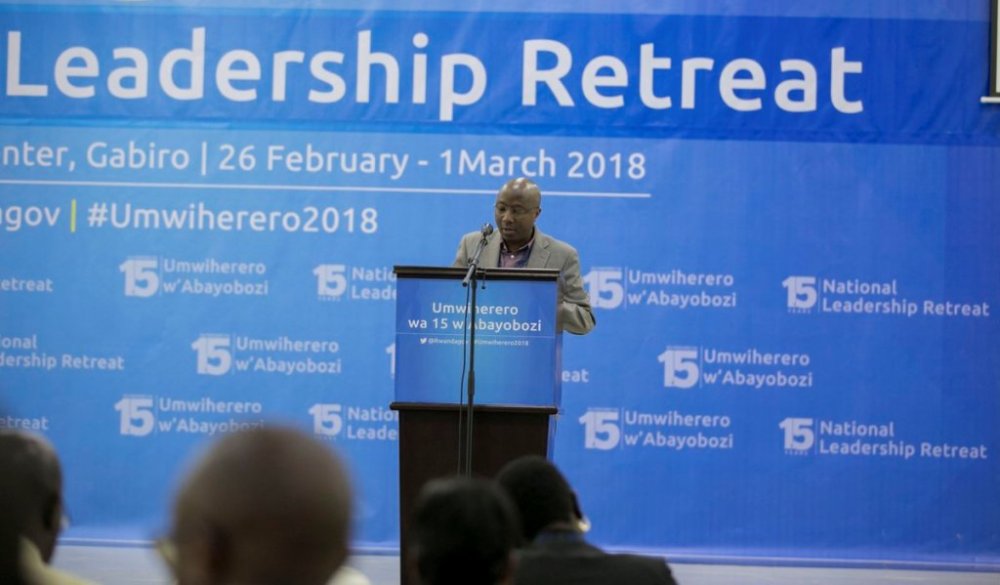 Prime Minister, Dr. Eduard Ngirente speaks at the retreat