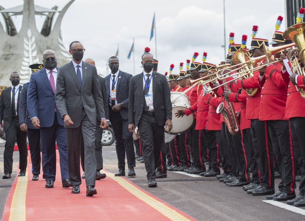 President Paul Kagame has been welcomed by his counterpart of DRC,Félix Tshisekedi. 