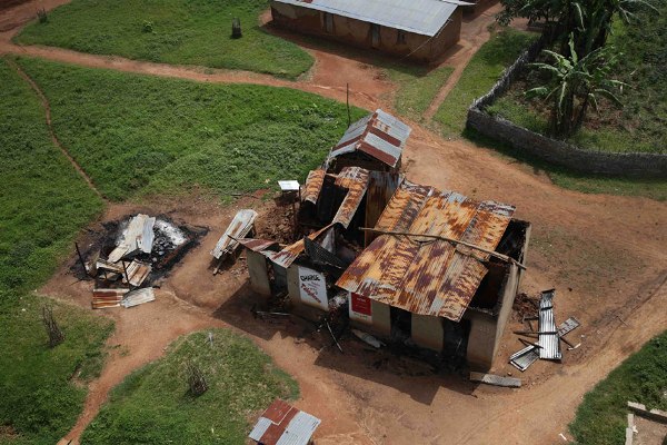 Burned house in Eringeti, eastern Democratic Republic of the Congo (DRC).