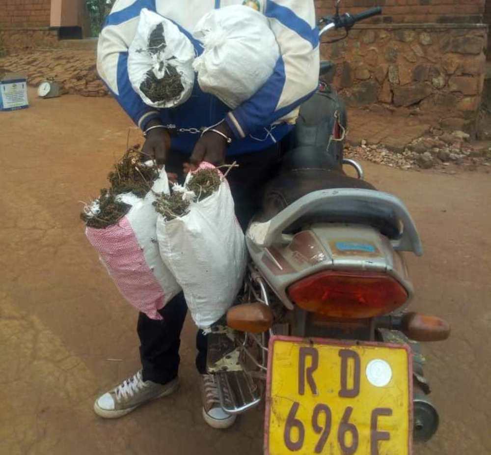 The suspect was reported by residents of Mugote after they got suspicious of what was in the four small sacks that he had on the motorcycle.