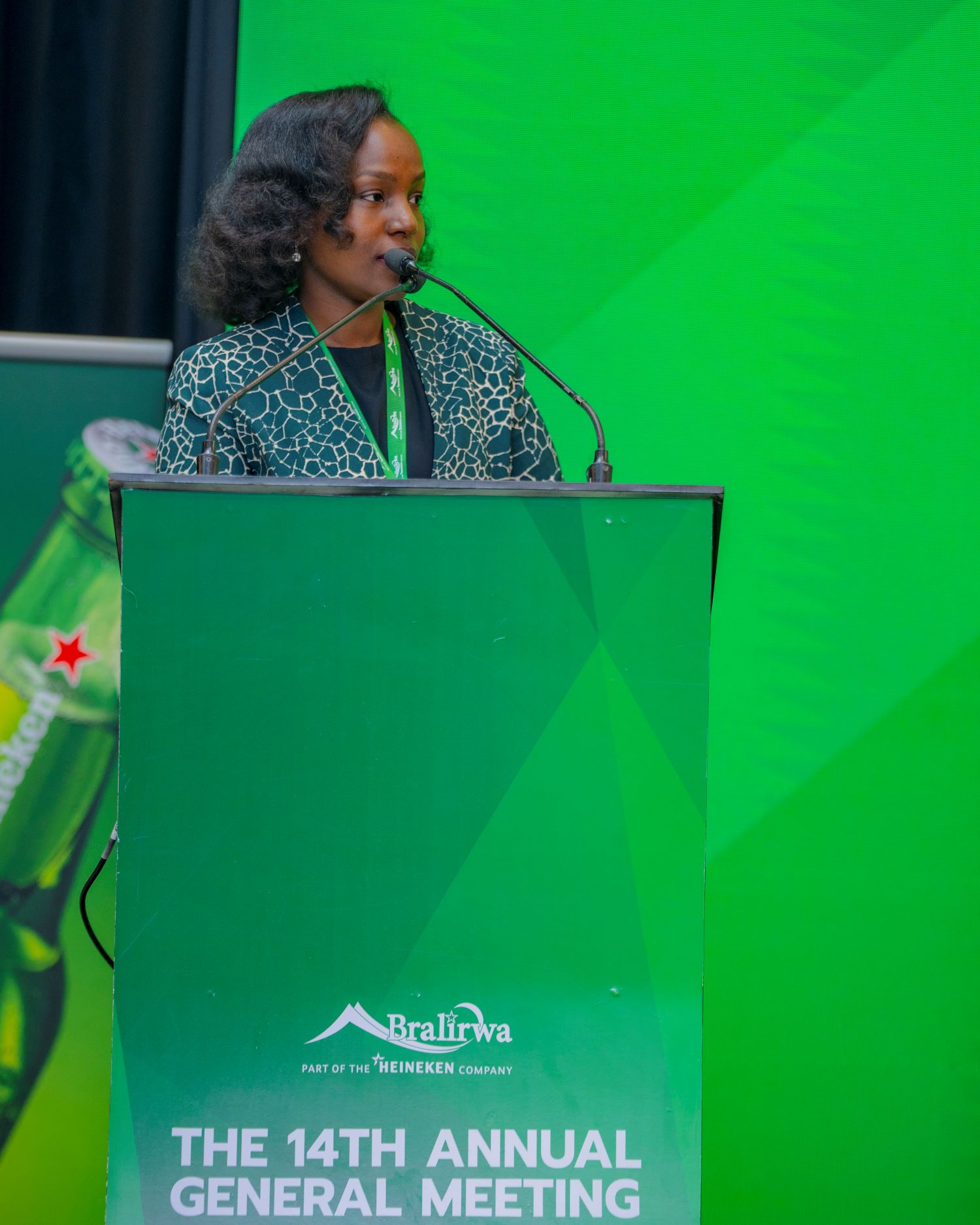 Mrs. Rosette Mutoni, Head of Communication and Corporate Affairs, moderating the AGM.