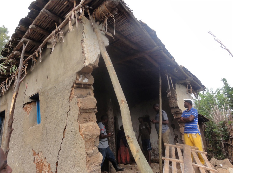 Collapsed building which left two Karongi residents dead. 