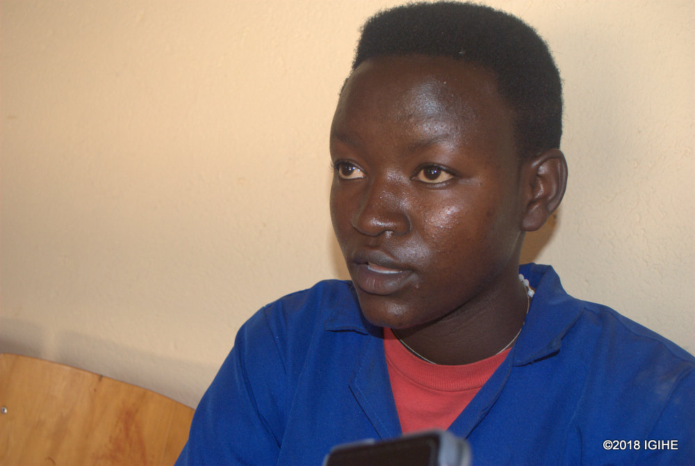 Yvette Tuyishimire, 18, from Gitwa village who was studying at Rutongo Primary school and dropped out at fifteen in 2015 after completing Primary six and started fetching water to use in mineral washing.