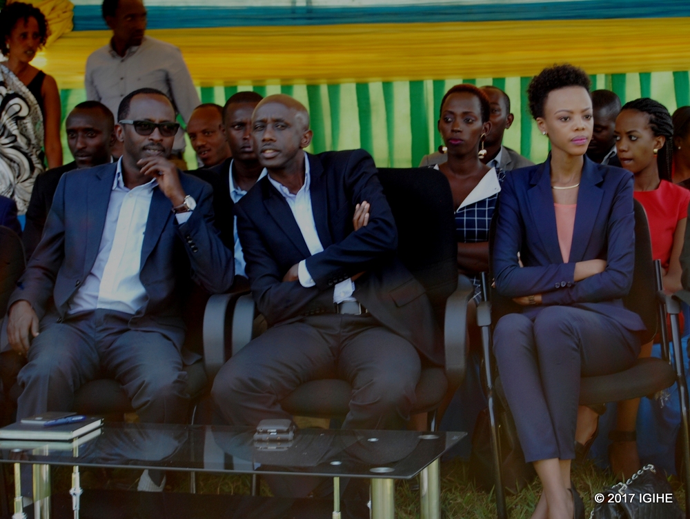 Western Province governor Munyantwari chats with the Minister of Local Government, Kaboneka Francis
