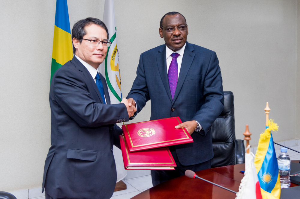 Japan International Cooperation Agency (JICA) Rwanda Chief Representative, Takada Hiroyuki and Minister Gatete