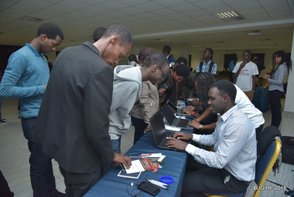 Interested students getting assistance of online application at African Leadership University  