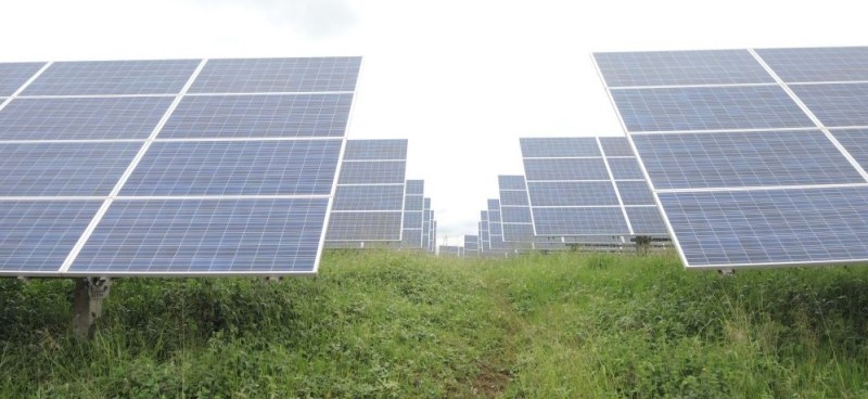 The solar field in Rwanda, pictured here on February 17, 2017 has 28,360 panels which provide 7.8 megawatts of electricity at peak production, about 5 percent of Rwanda‘s energy budget. (Melanie Lidman/Times of Israel)