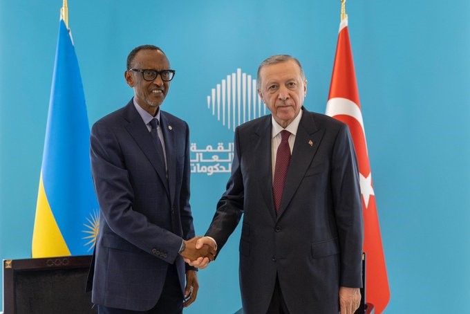 President Paul Kagame and his Turkish counterpart, Recep Tayyip Erdoğan, during a past meeting on the sidelines of the World Government Summit held in Dubai in February 2024.