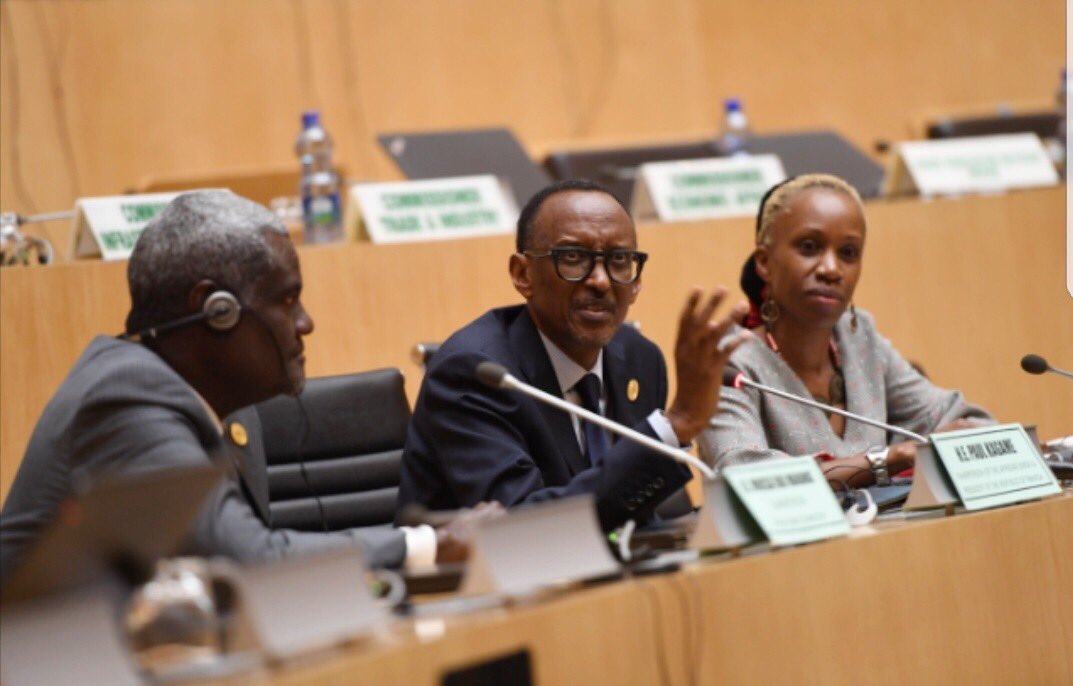President Kagame and African Union Commission Chairperson, Moussa Faki Mahamat (Left)