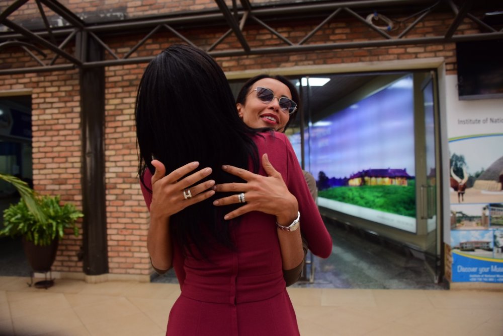 Miss ELsa Iradukunda warmly embracing former Miss France, Sonia Rolland