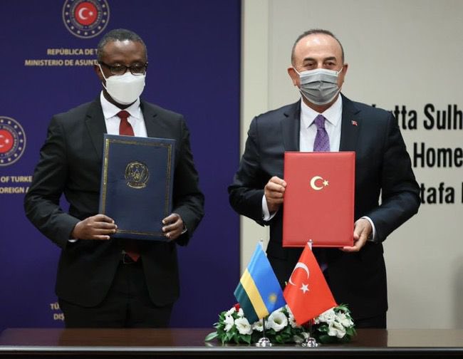 Minister Biruta (left) after signing agreement with his counterpart of Turkey (right). 