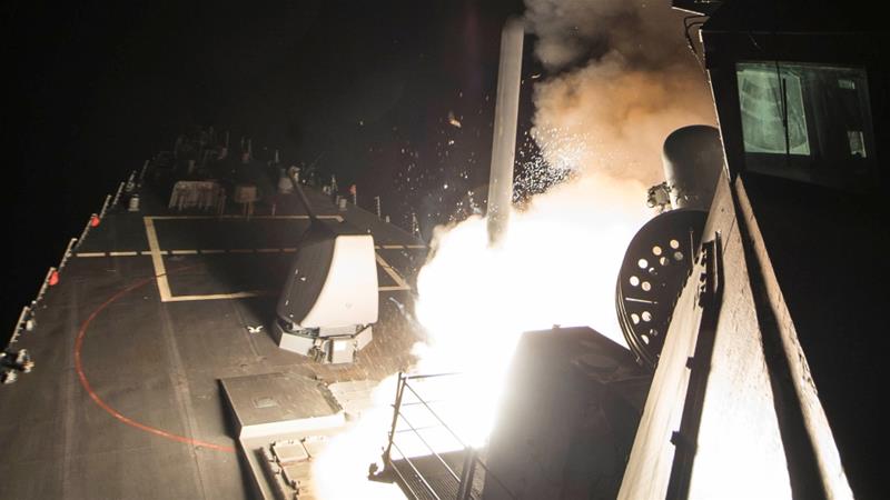 Trump said the strike on the Shayrat airbase with 59 Tomahawk missiles was in retaliation for the chemical attack