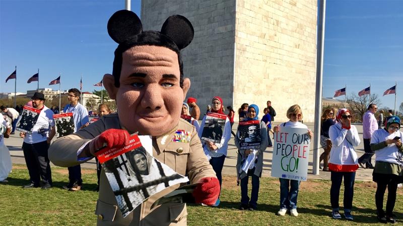 Protesters rallied against President Sisi as well as the US' support for his government